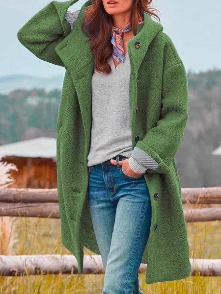Alessia™ – Cappotto medio-lungo con cappuccio in morbida lana
