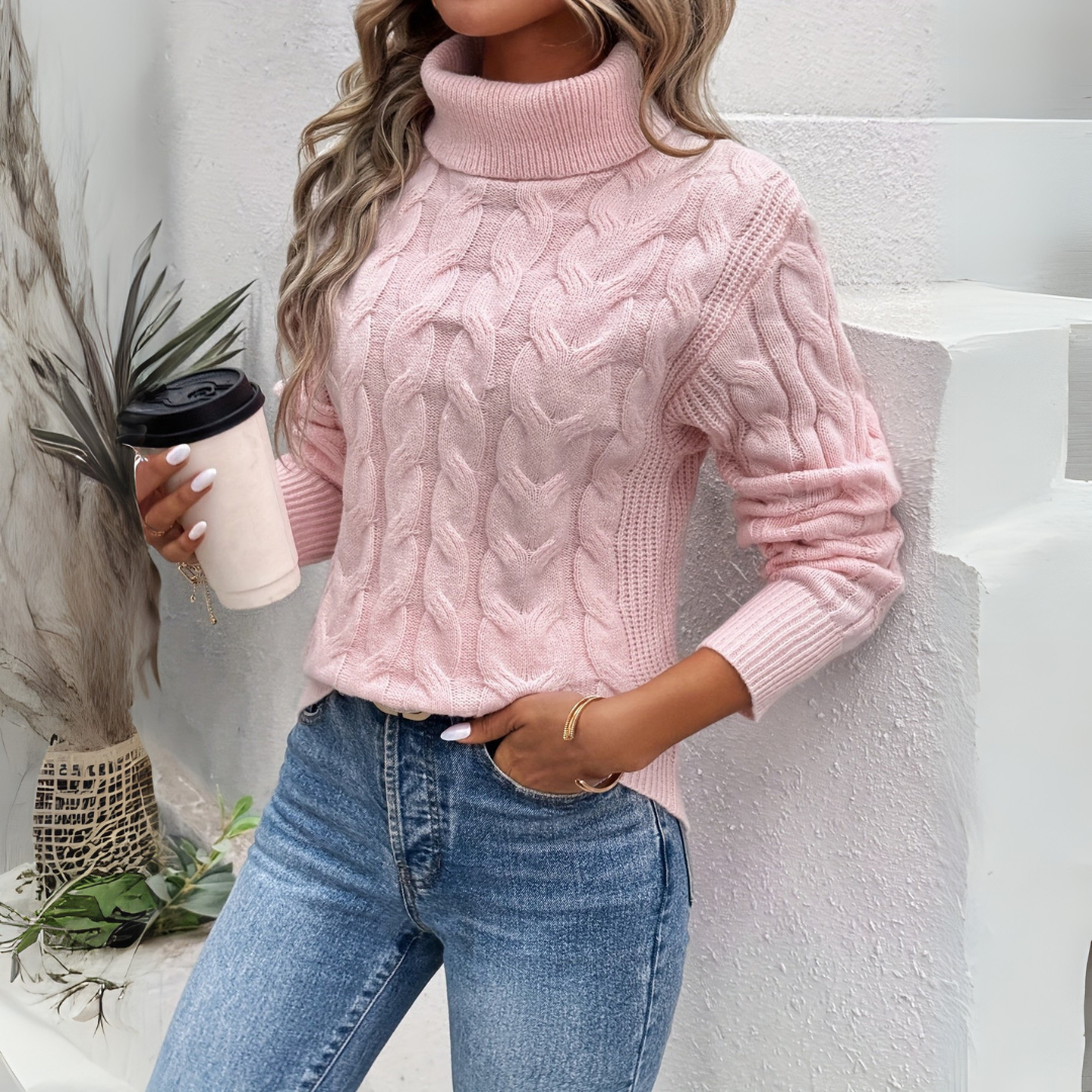 Amélie™ - Maglione a collo alto intrecciato in cotone