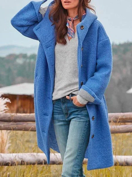 Alessia™ – Cappotto medio-lungo con cappuccio in morbida lana