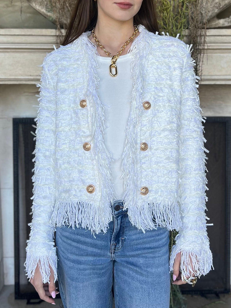 Gabriella™  - Cardigan con frange e bottoni dorati