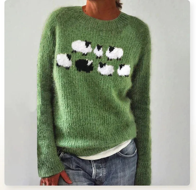 Agnelle™ - Maglione in lana lavorata a maglia con motivo pecora