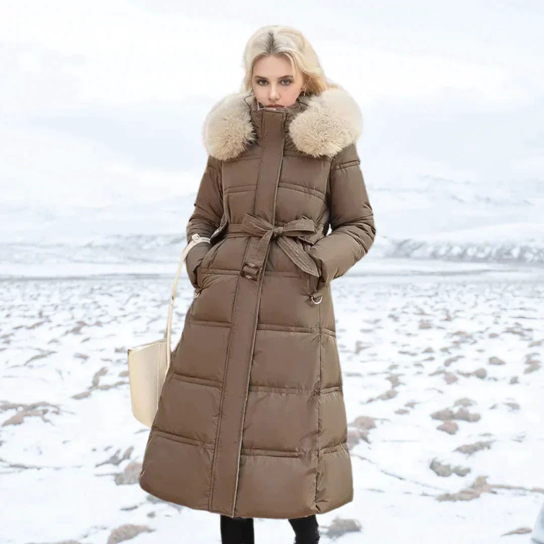 Elena™ - Parka con cintura, cappuccio e pelliccia sintetica