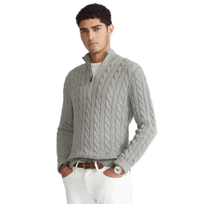 Alexandro™ – Maglione elegante con zip e lavorazione a trecce