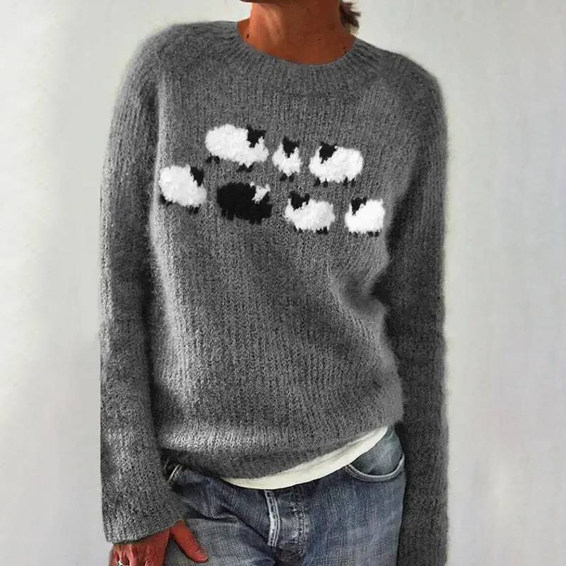 Agnelle™ - Maglione in lana lavorata a maglia con motivo pecora