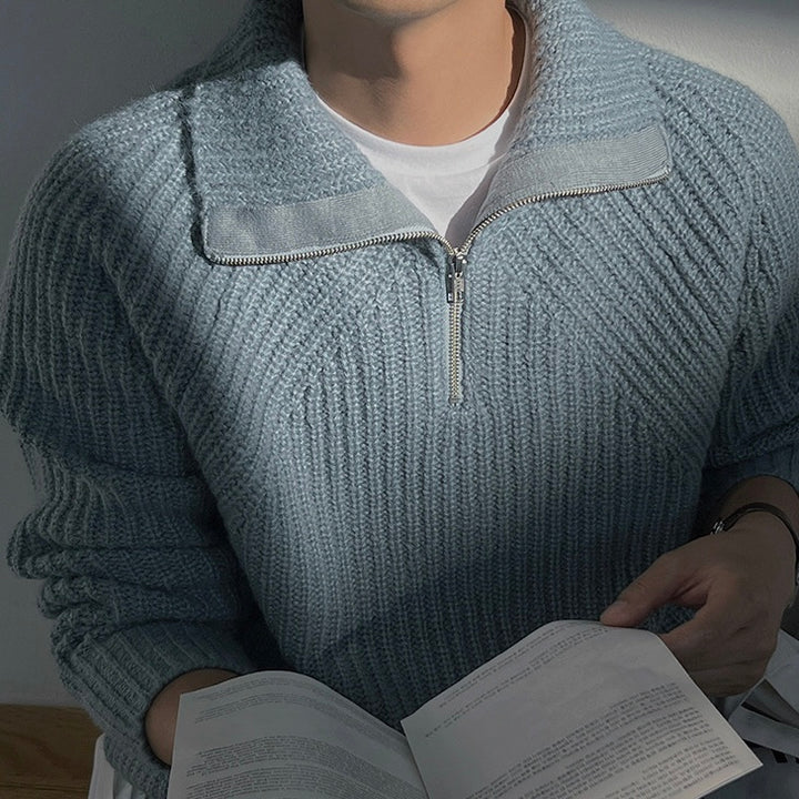 Arnaud™ – Maglione elegante con zip turchese
