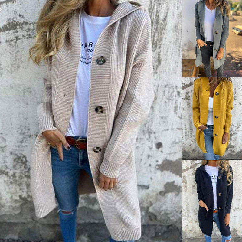 Mariella™ - Cardigan lungo con cappuccio in cotone